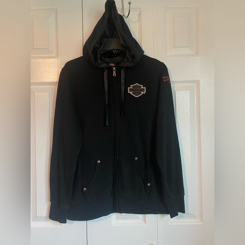 Women Harley Davidson Size L Black ZipUp Embroidered Jacket Salt Lake City, Utah